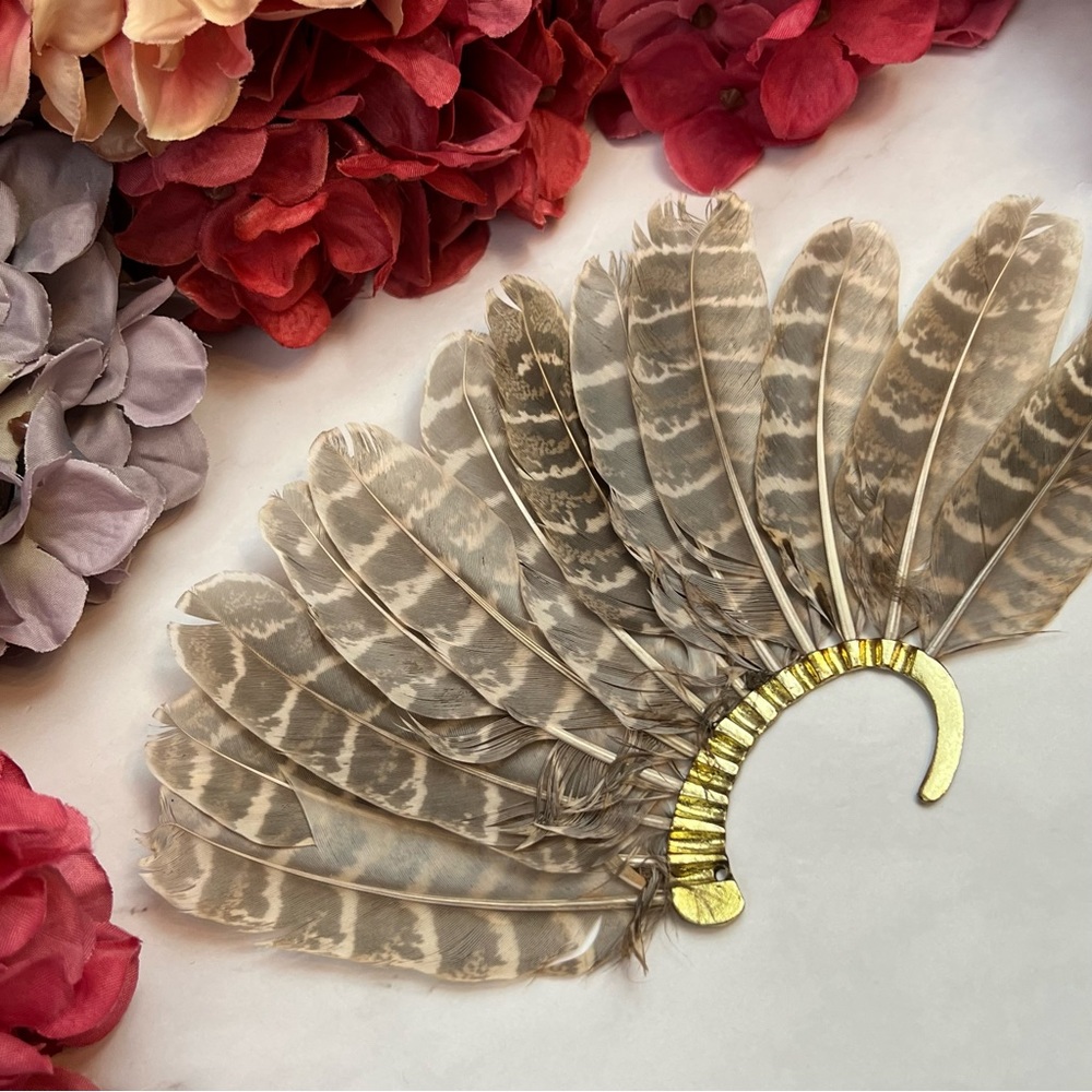 Bohemian Tribal Feather Gold Ear Cuff Earring - Picture 12 of 15